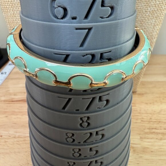 Gold-Plated Mint Green Enamel Bangle Bracelet With Chain-Link Design, Y2K, 90's, - Picture 6 of 6